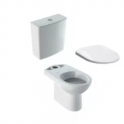 Vaso monoblocco a cacciata scarico orizzontale allaccio inferiore cerniere inox Serie Selnova Square - Geberit