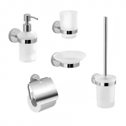 Set 5 accessori a muro in acciaio inox e cromall cromo - Eros di Gedy