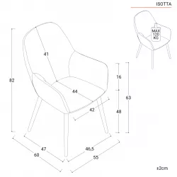 Poltrona in velluto grigio con schienale trapuntato - Isotta