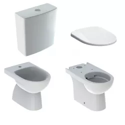 Sanitari monoblocco a cacciata rimfree allaccio inferiore cerniere inox Serie Selnova - Geberit