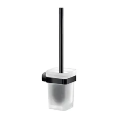 Set Scopino WC Ruacq Nero Opaco Quadrato – Acciaio Inox, Portascopino Con Interno Rimovibile, Antigoccia
