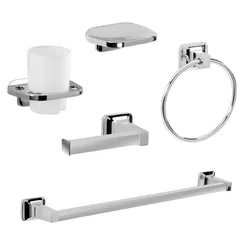 Set 5 accessori a muro in alluminio anodizzato e cromall cromo - K2 di Gedy