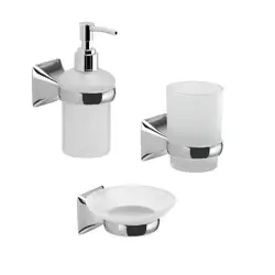 Set 3 accessori da bagno a muro in acciaio inox e vetro - Cervino di Gedy