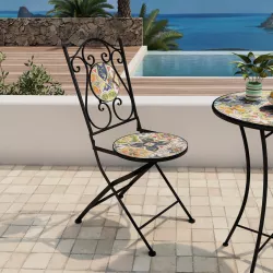 Sedia da giardino con decorazione mosaico a fiori multicolore - Otranto