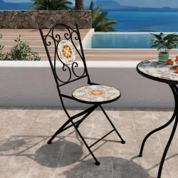 Sedia da giardino con decorazione mosaico a fiori arancio - Otranto