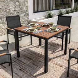 Tavolo con top in legno 93,5x93,5 cm in alluminio antracite - Miranda
