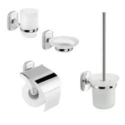 Set 4 accessori a muro in acciaio inox e cromall cromo e vetro satinato - Everest di Gedy