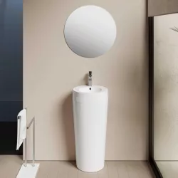 Lavabo freestanding Ø 37 cm in ceramica bianco salvaspazio - Elysium