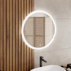 Specchio led Ø70 cm luce fredda con cornice e accensione touch - Pegaso