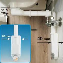 Sifone salvaspazio 11¼ diametro 4 cm per lavabo o bidet in polipropilene  bianco