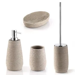 Set 4 accessori appoggio in resina tortora con inserti cromati - Gemini di Gedy