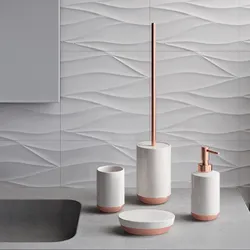 Set 4 accessori d'appoggio in ceramica bianco lucido e rame - Rita di Gedy