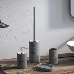 Set 4 accessori d'appoggio grigio con texture in rilievo - Petra di Gedy