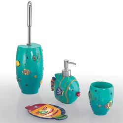 Set 4 accessori appoggio in resina turchese con fantasia marina - Dori di Gedy