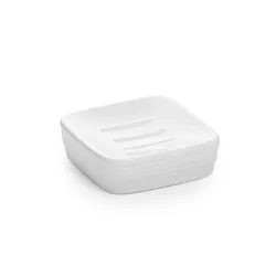 Portasapone in ceramica bianco con decori - serie Fiori
