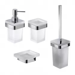 Set 4 accessori a muro in ottone e cromall cromo e vetro satinato - Samoa di Gedy