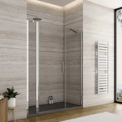 Box doccia nicchia 150cm 20 giunto + 75 battente + 55 fisso trasparente 195h - Nilo