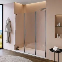 Box doccia nicchia 185 cm 55 giunto + 60 battente + 70 fisso con vetro temperato trasparente e profilo cromo 195h - Nilo