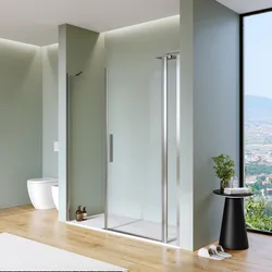 Box doccia nicchia 170 cm 20 giunto + 80 battente + 70 fisso con vetro temperato trasparente e profilo cromo 195h - Nilo