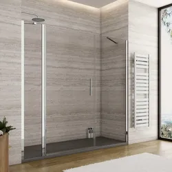 Box doccia nicchia 215cm 35 giunto + 100 battente + 90 fisso trasparente 195h - Nilo