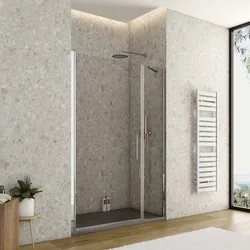 Box doccia nicchia 130cm 90 battente + 40 fisso trasparente 190h - Nilo