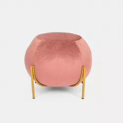 Pouf tondo 59 cm in velluto rosa con gambe dorate - Oliva