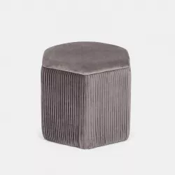 Pouf contenitore rotondo 37 cm in velluto grigio - Blaise