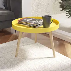 Tavolino 60 cm in legno giallo - Cheesy