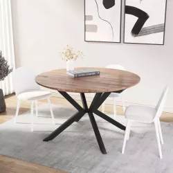 Tavolo ovale estensibile 130-170 cm top effetto rovere scuro e gambe in metallo nero - Osjon