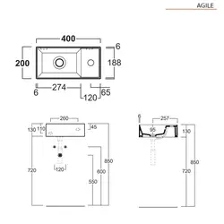 Lavabo monoforo 40x20 cm appoggio o sospeso in ceramica bianco - Agile di  Simas