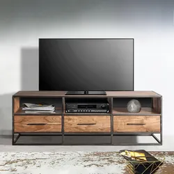 Consolle porta tv 175x40 cm in legno di acacia - Freia Acacia
