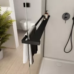 Barra universale per Walk-In porta sapone e asciugamani 80 cm nero riducibile