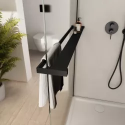 Barra universale per Walk-In porta sapone e asciugamani 120 cm nero riducibile