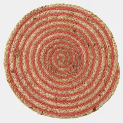 Tappeto rotondo 150 cm in cotone e juta con motivo a spirale color pesca