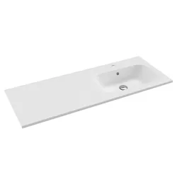 Lavabo da incasso 120x46 cm in mineral composite bianco opaco con vasca a destra - Ergo