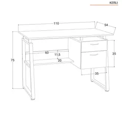 Scrivania 110x55 cm in legno e acciaio bianco con mensola e