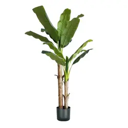 Pianta di banano artificiale 170 cm con 17 foglie con vaso