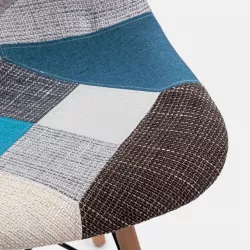 Poltrona scandinava in tessuto patchwork multicolor blu - Copenaghen