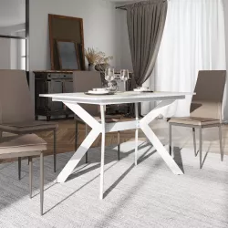 Tavolo da pranzo allungabile 120-160 x 80 cm in legno bianco - Nelson