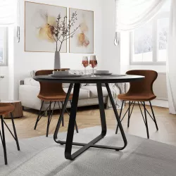 Tavolo da pranzo rotondo 120 cm in legno nero opaco - Roland