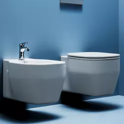 Sanitari sospesi in ceramica serie GLAZE di Azzurra con sedile copri wc