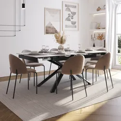 Tavolo allungabile 135-195x90 cm con piano 12 mm in ceramica bianco - Clarence