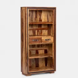 Libreria 88x38 cm in legno con 2 cassetti - Freia Sheesham