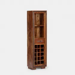 Mobile portabottiglie in legno con 1 cassetto - Freia Sheesham