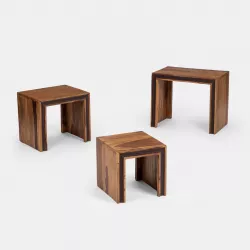 Set da tre tavolini in legno - Freia Sheesham