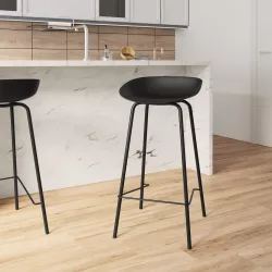 Sgabello con seduta in resina nero con struttura in metallo  - Sysie