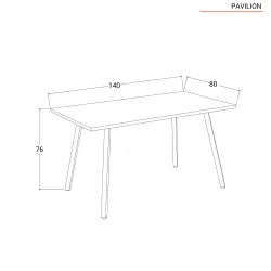 Tavolo 140x80 cm con piano in legno e gambe in metallo - Pavilion