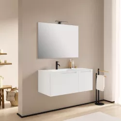 Mobile bagno sospeso 100 cm bianco opaco con specchio - Koda