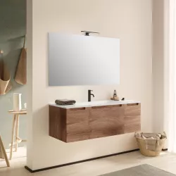 Mobile bagno sospeso 120 cm noce nativo con specchio - Koda