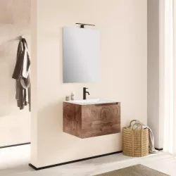 Mobile bagno sospeso 60 cm noce nativo con specchio - Koda